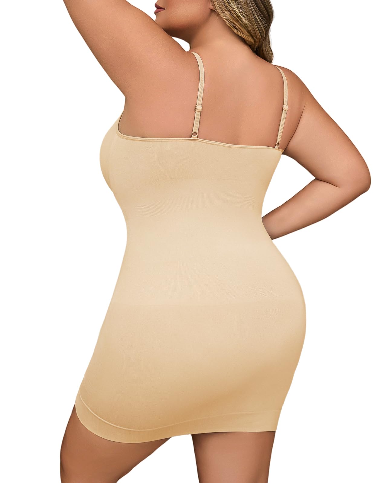 Vestido moldeador para mujer, sin costuras, con control de abdomen, talla grande, vestido de camisola suave
