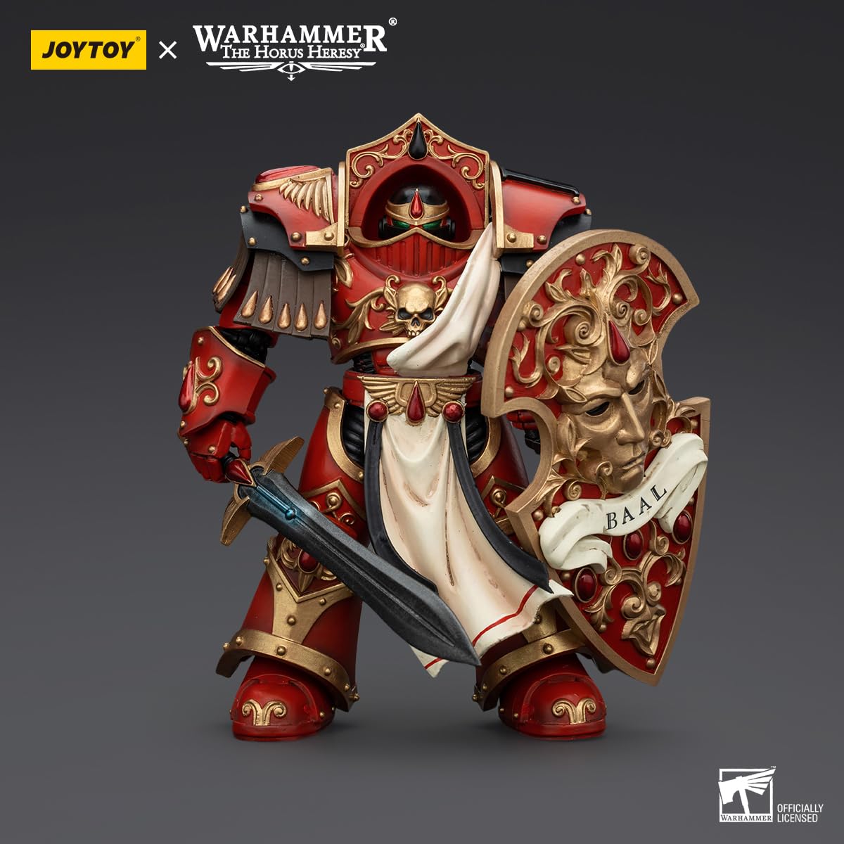 JOYTOY Warhammer Horus Heresy 1/18 skala 14 cm Blood Angels Crimson Paladins Squad Crimson Paladin 2 kolekcjonerska figurka z wykwintnym designem, prezenty dla fanów i kolekcjonerów