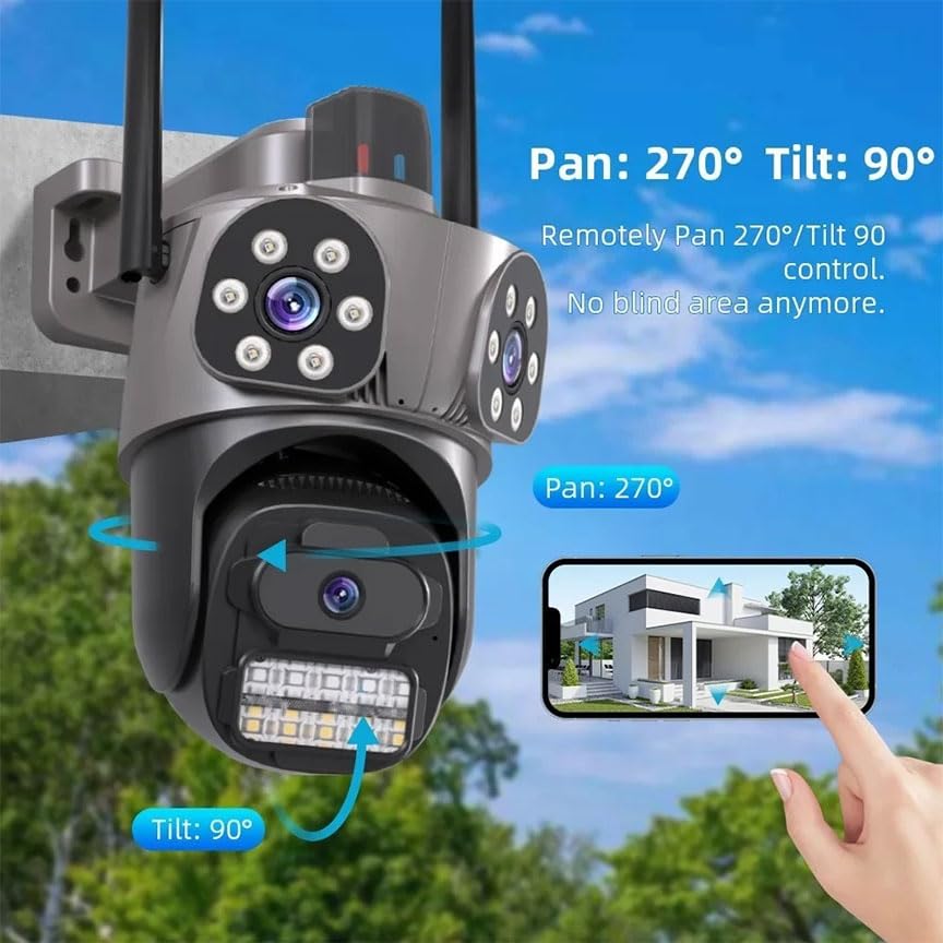 Telecamera IP 8MP 4K esterno WiFi PTZ 3 obiettivo doppio schermo 8X zoom CCTV Applicazione ICSEE
