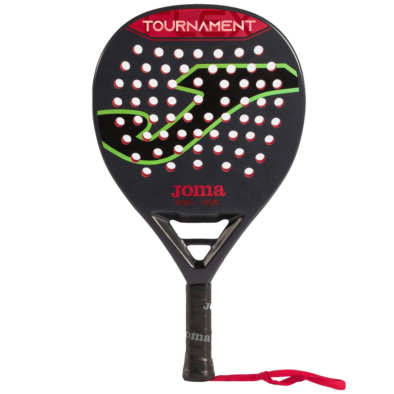 Joma Páde Pala con Marco 100% Carbono - Tournament, Negro Rojo