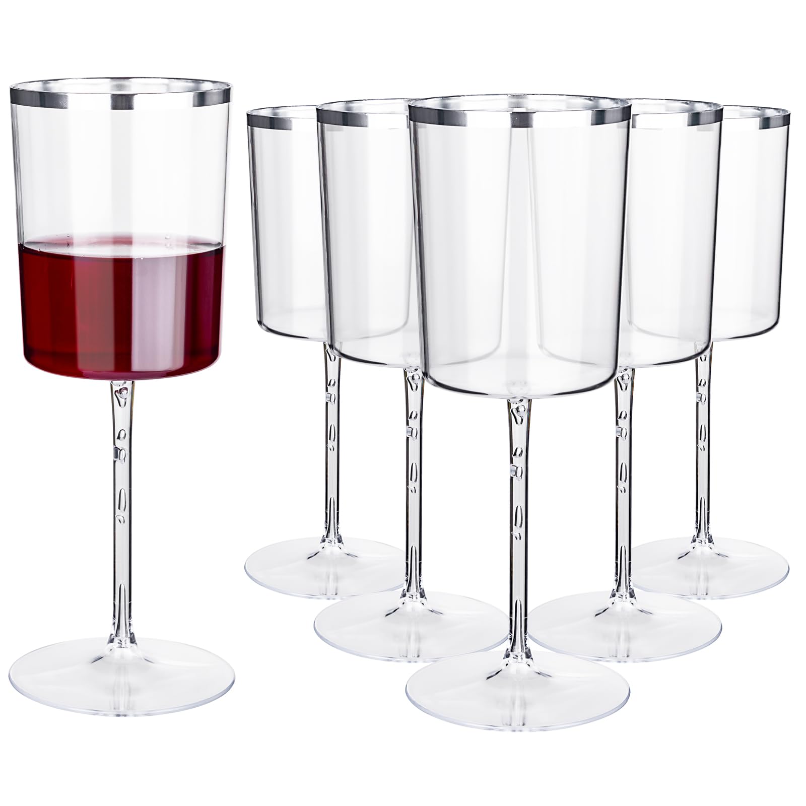 Ciaell 12 Pack Silver Plastic Wine Glasses for Weddings Outdoor Gatherings