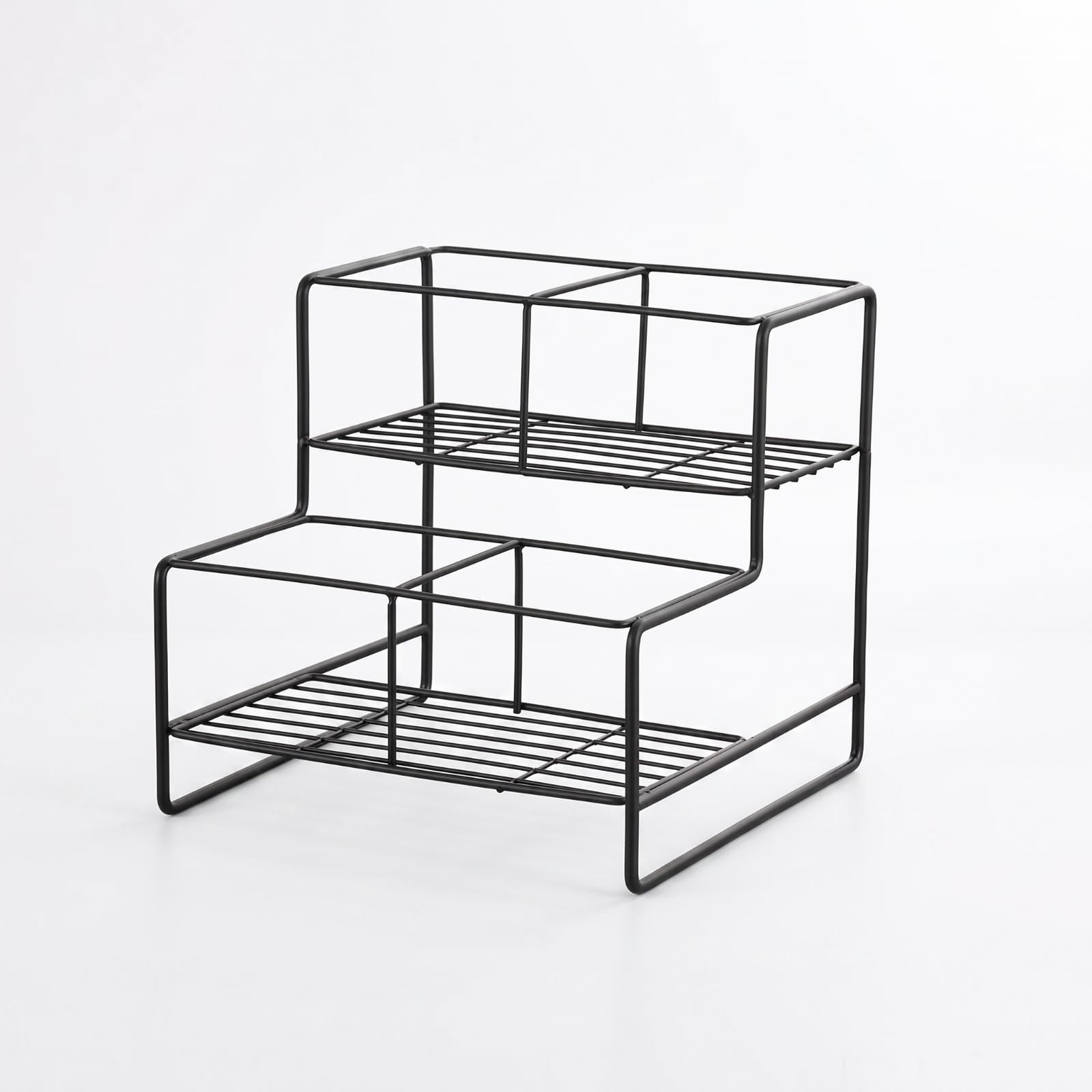 Amagogo Estante Exhibidor Botellas Jarabe con Diseño Escalera Doble para Mostrador Cocina con Acabado Pintura Horneada en Hierro Negro Acuado para Almacenar, Style to 2