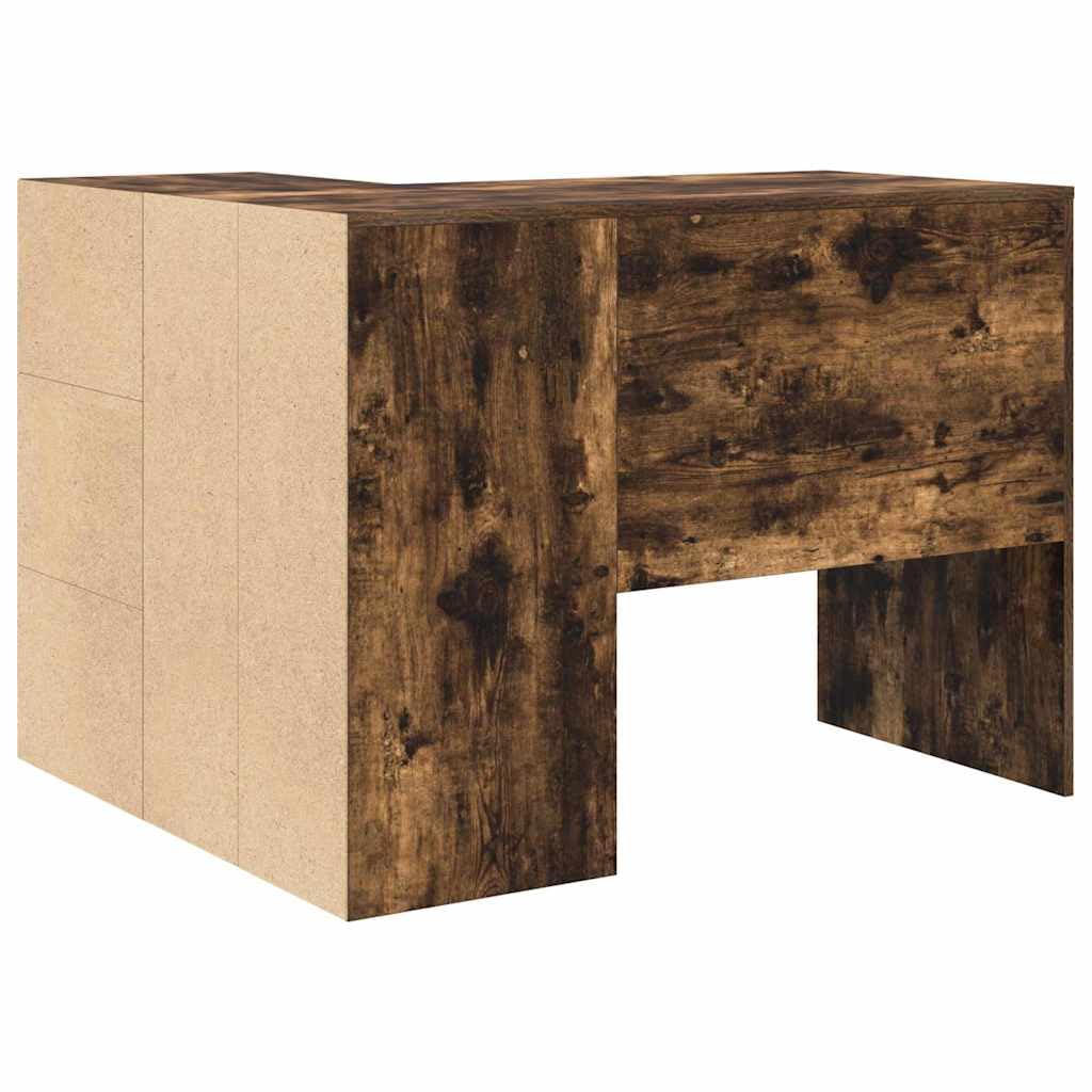 Scrivania angolare con mensola, rovere affumicato, 102 x 50 x 75 cm, materiale in legno, scrivania per computer per casa, ufficio, gioco, scrittura