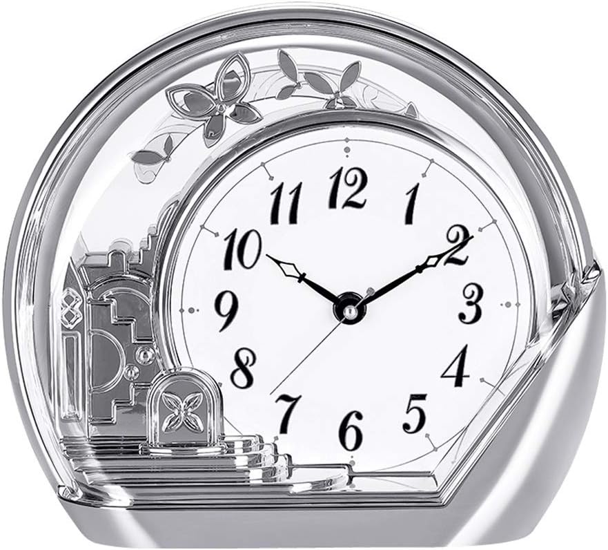 Butterfly Clock Pendulum Table Clock ABS Electroplating Small Table Clock Living Room Bedroom Decoration Table Clock Easy to Read Clock Gold Gray Table Clocks (Color : A) (B)