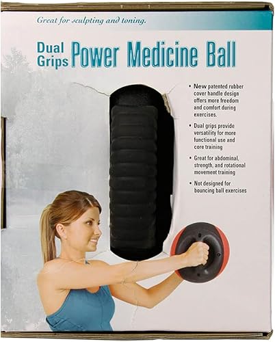 Miniatura 2 de Aeromat Pelotas medicinales de doble agarre para entrenamiento abdominal y movimientos de rotación, 9.1in de diámetro, con código de colores