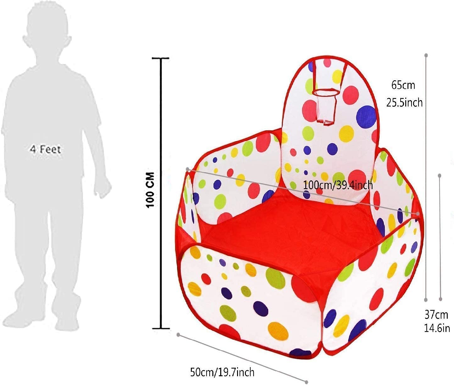Magicwand Large Size Polyester Multi-Colored Polka-Dot Pop-up Activity Ball-Pool with 35 Balls【Multi-Colored】【Age up to 3 yrs】 - Image 3 thumbnail