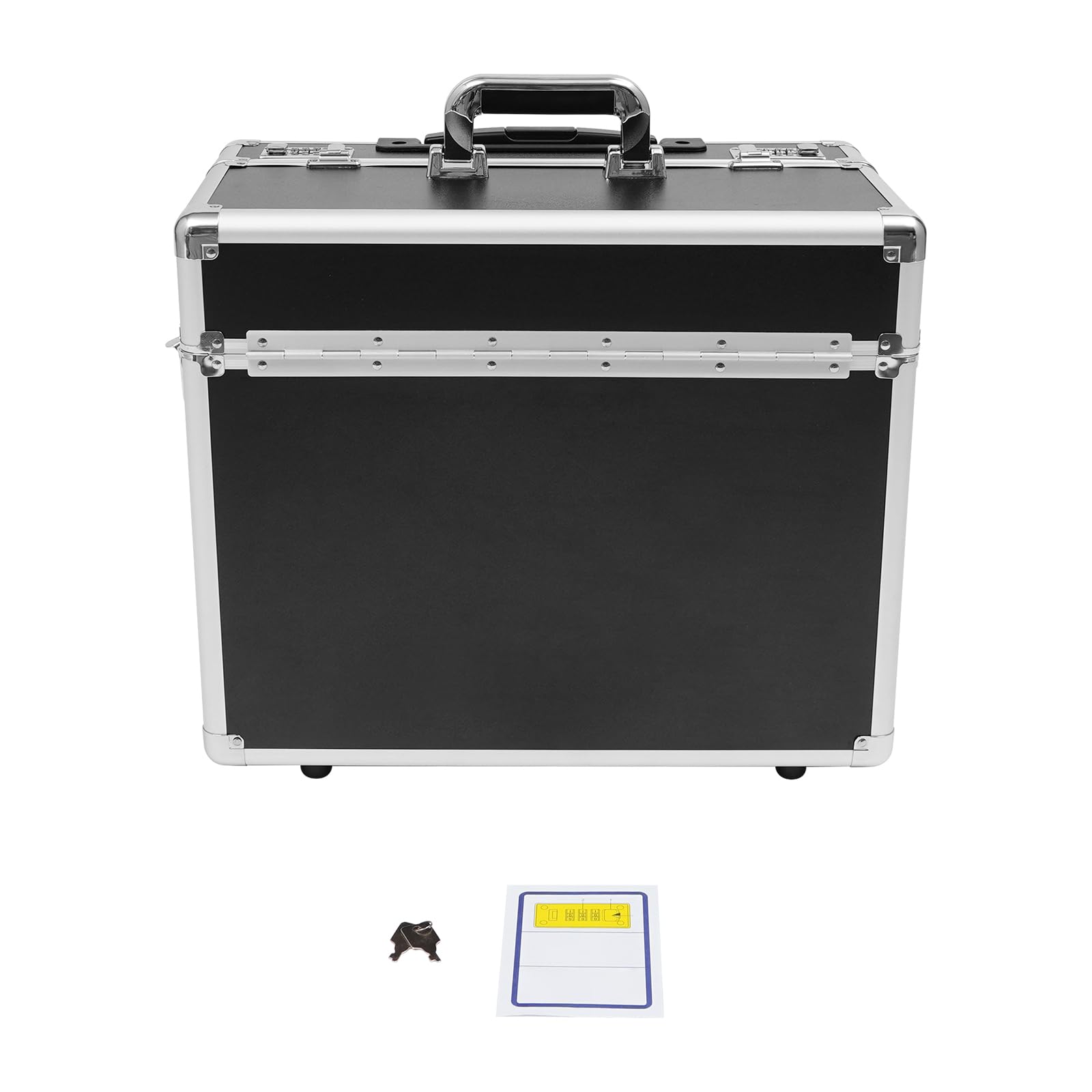 Aktenkoffer Rollbarer Businesstrolley Abschließbarer Aktenbox Pilotenkoffer 48,5 * 23 * 39cm aus Aluminiumlegierung mit Teleskopstange - Schwarz