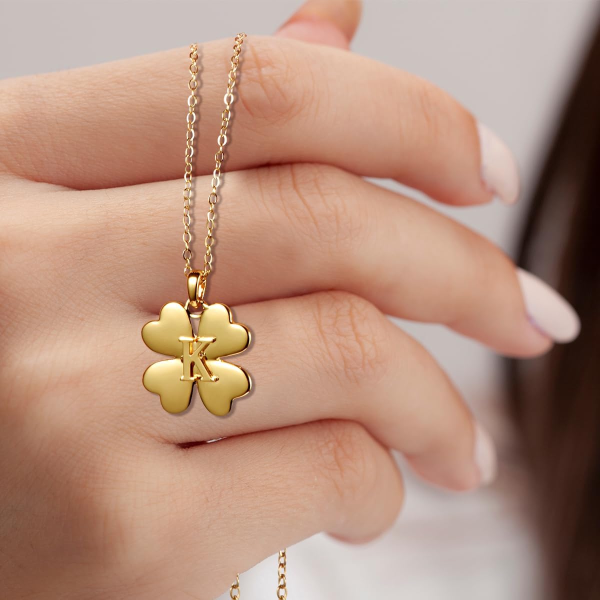 Clover Initial Necklace for Women – 18K Gold Plated Four Leaf Pendant with Personalized Letter, Lucky Symbol Jewelry Gift for Birthday & Mother’s Day - Image 6