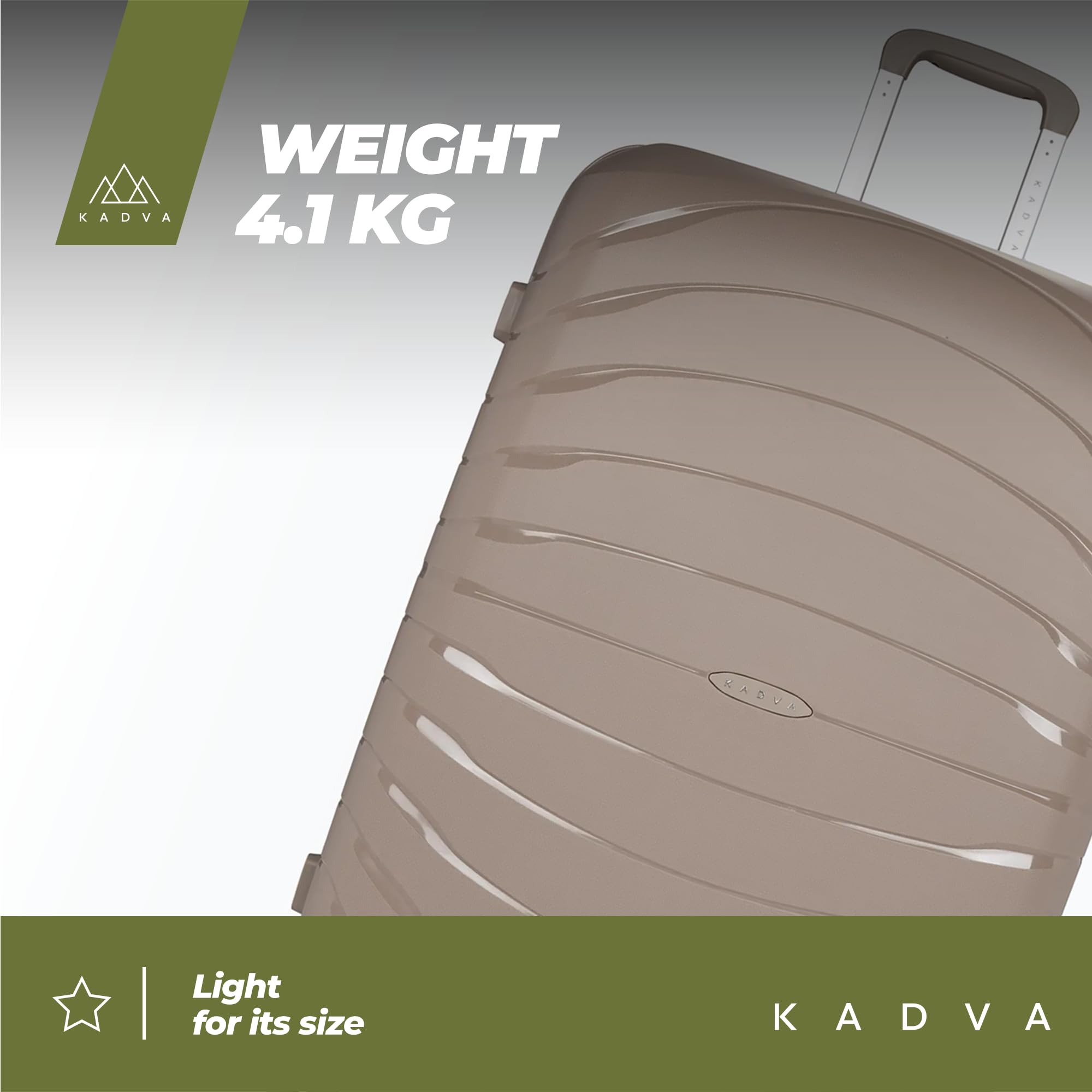 KADVA Brava Walizka Podróżna na Kółkach I 115 litrów Duża Torba Podróżna I Twarda Skorupa z 4 kółkami obrotowymi 360 I Szyfrowany Zamek z Własnym Kodem I Waga 4,1kg Kolor Beżowy