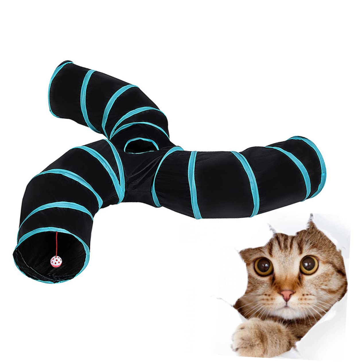 Tunnel pour Chat en Polyester, 3 Voies en S, Pliable et Portable, Jouet Interactif pour Chat, Jeu la Maison