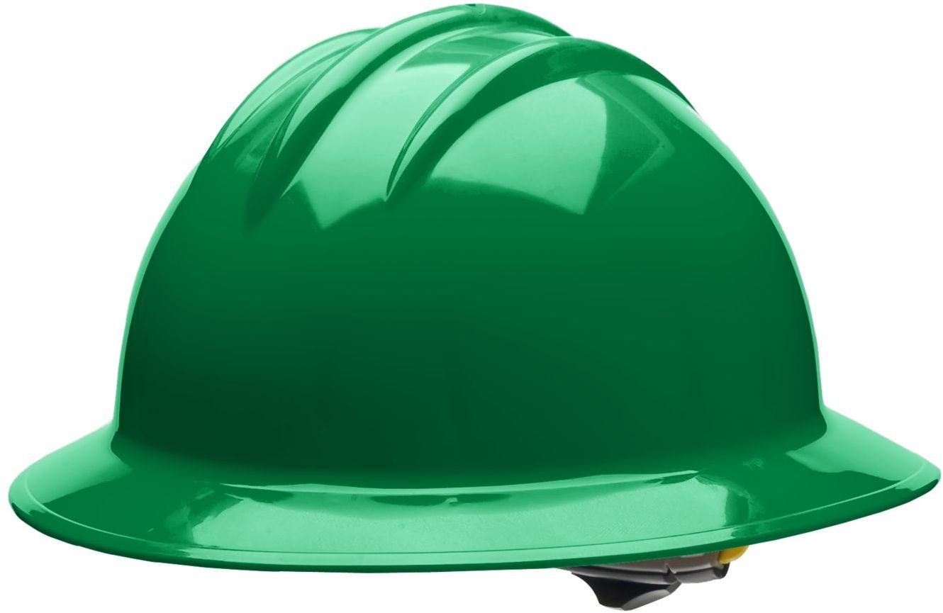 Bullard 33KGR Classic Full Brim Style Hard Hat, 6 Point Ratchet Suspension, Kelly Green, One Size