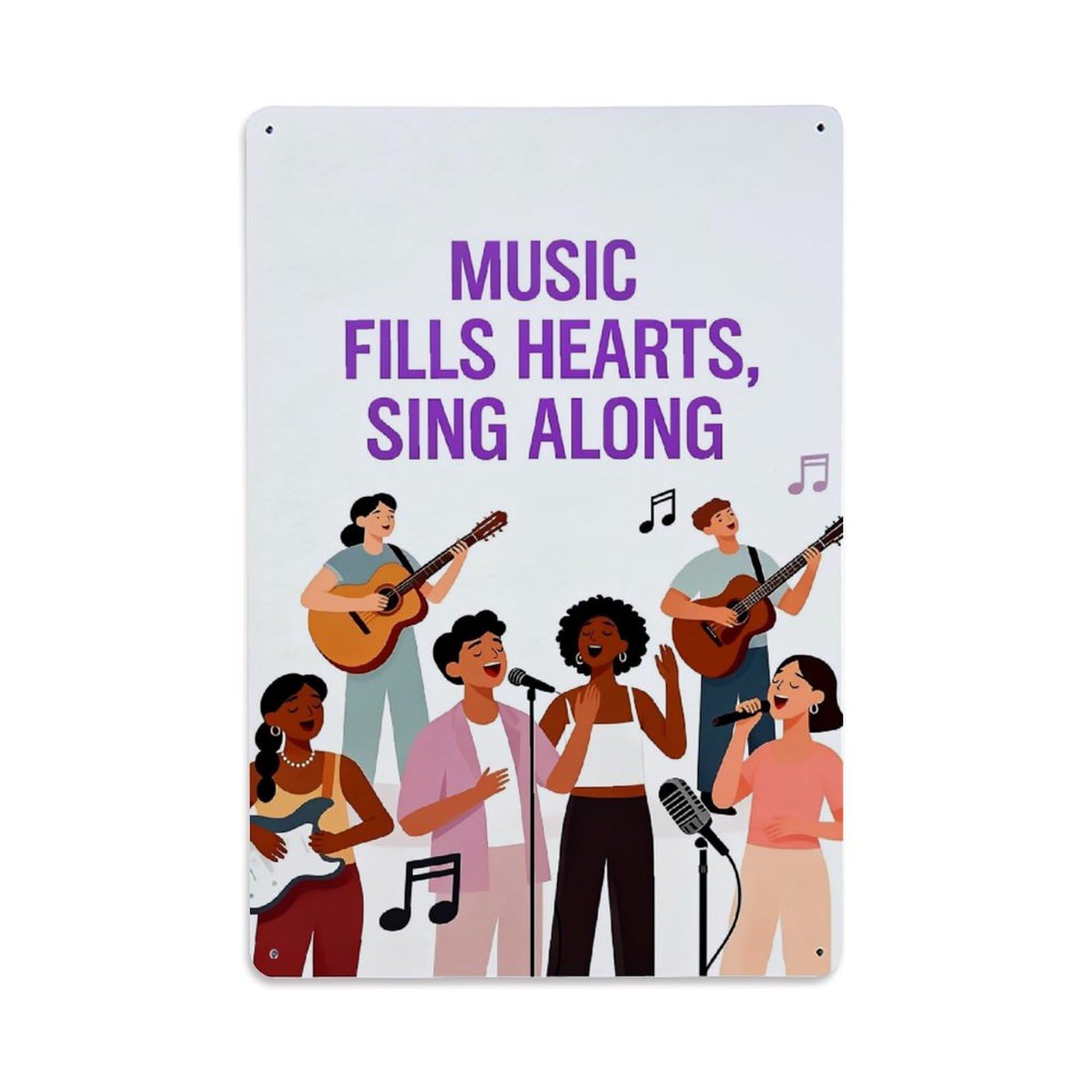 Jdfenggu Vintage Music Fills Hearts Sing Along Retro Metal Tin Sign, Decor Art Poster For Bar, Home, Man Cave, Kitchen, Laundry Room Gift 8X12inch