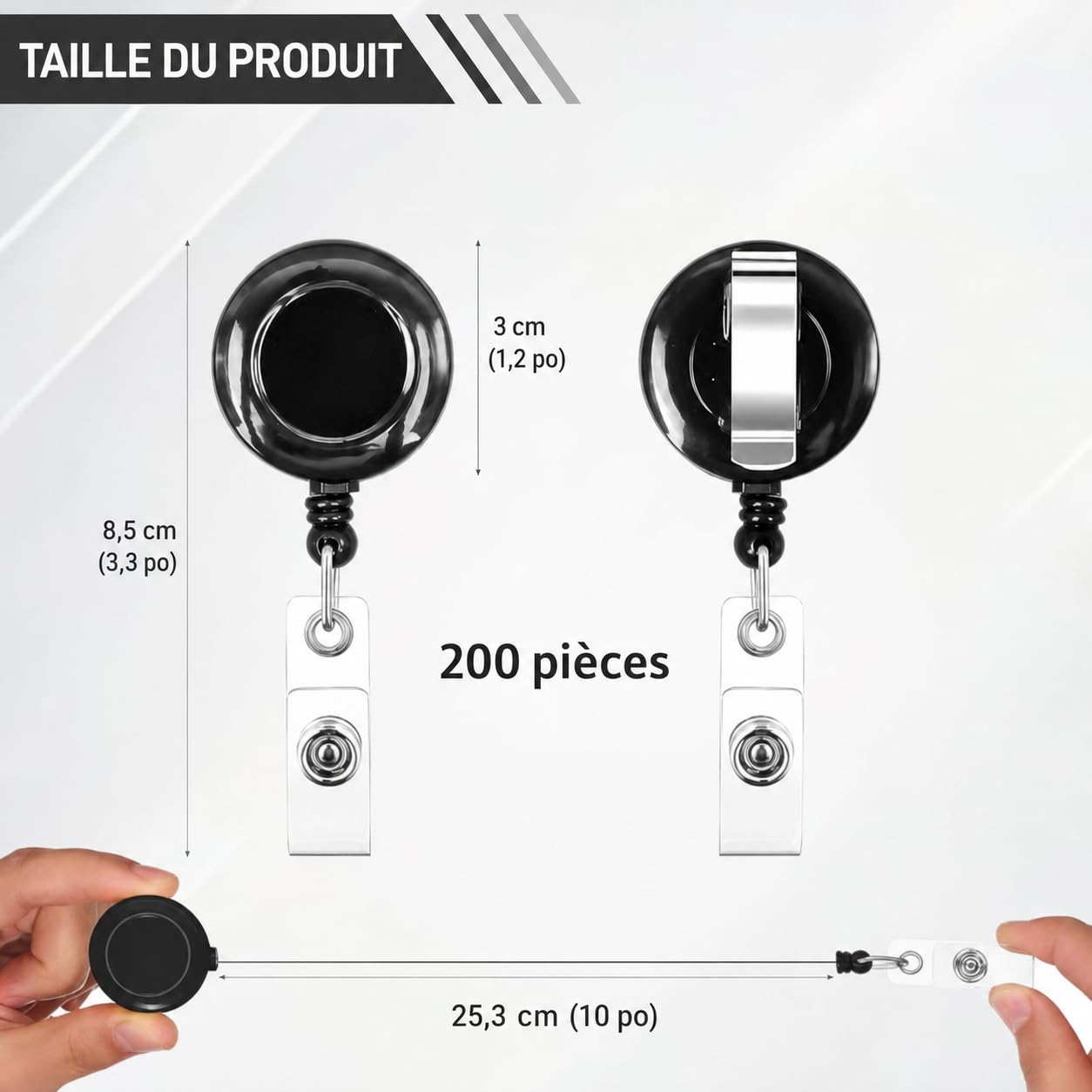 Set di 100 avvolgitori per badge retrattili, clip per badge resistenti con porta carte d'identità, cordino estensibile con clip per cintura e porta nome, trasparente per infermiere medico insegnante