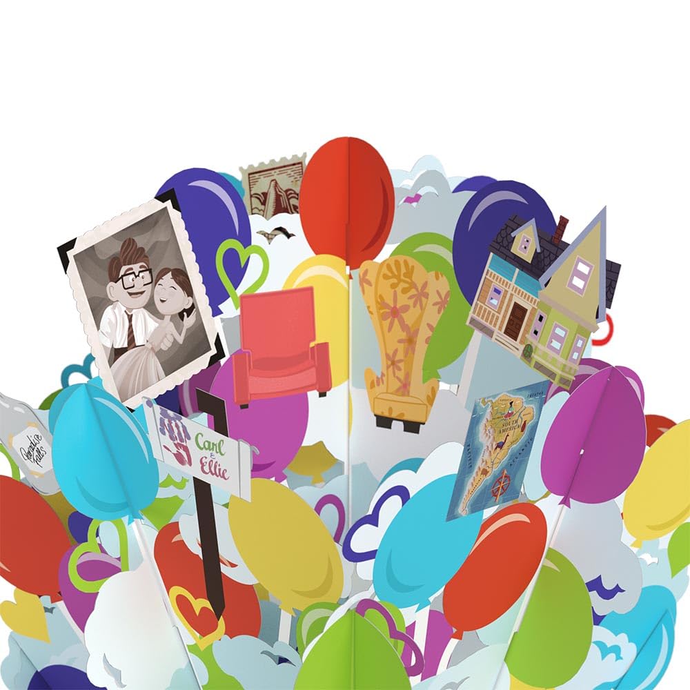 Lovepop Disney and Pixar Up Balloon Pop-Up Bouquet for Her and Him - 3D Greeting Cards for Boys, Girls, Men, Women - 12" Bouquet - Blank Notecard & Envelope Included