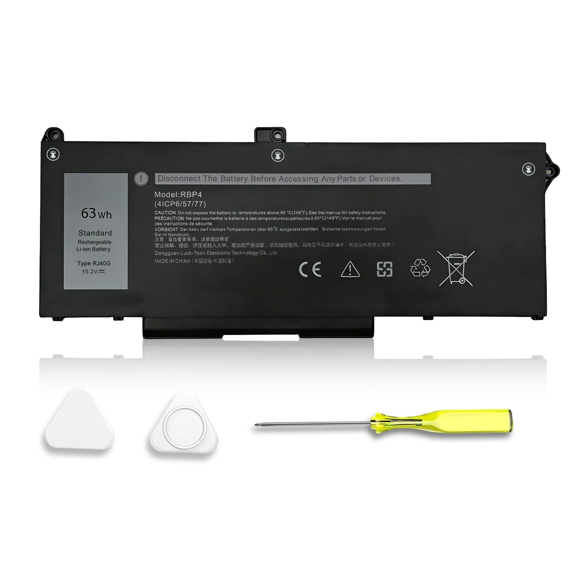 RJ40G 63Wh Laptop Battery Replacement for Dell Latitude 15 5520 Latitude 14 5420 Precision 15 3560 for WY9DX P137G P104F 1K2CF 075X16 0WK3F1 P104F001 P104F002 075X16 1K2CF 0M3KCN 005R42 M033W