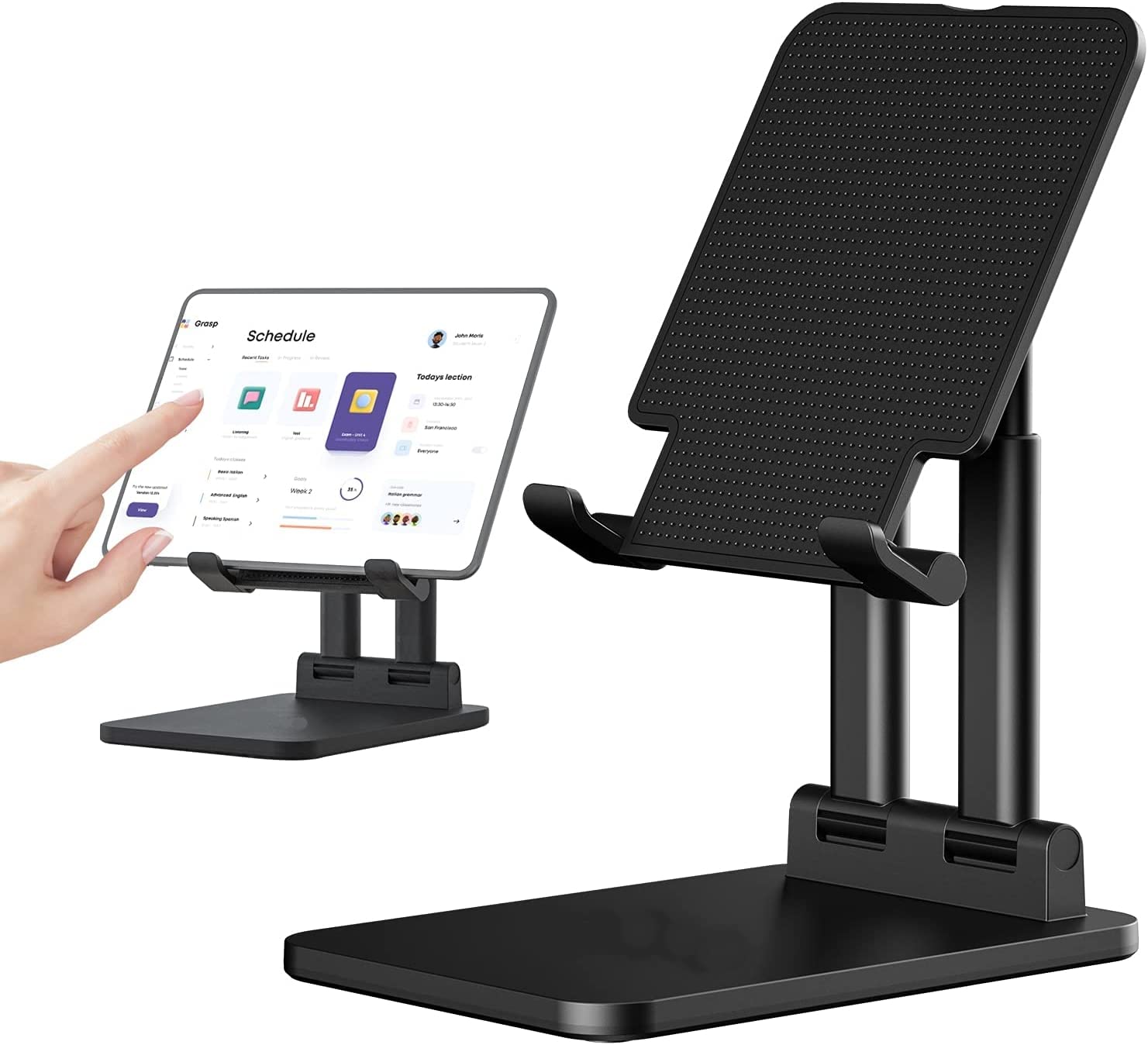ProElite Portablet Foldable Tablet Stand Holder for Apple iPad, iPhones, Galaxy Tab, Xiaomi Pad, Redmi Pad, Oneplus Pad,Lenovo Tab, Kindle Upto 12.9 inch, Black Tabletop (B0BXXF9NBC) Amazon Price History, Amazon Price Tracker