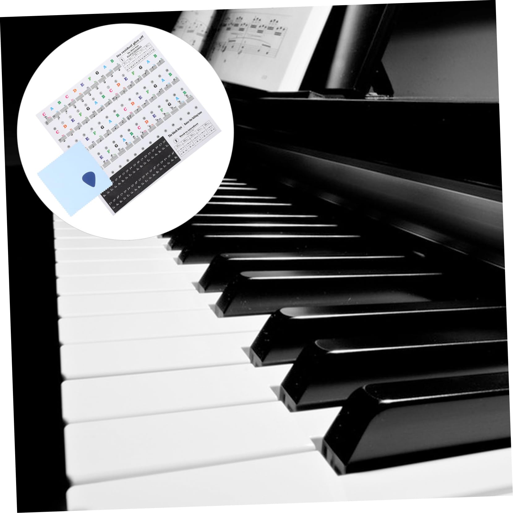 HEMOTON Removable Piano Notes 88/76/61/54/37 Key Keyboard Stickers Musical Note Stickers for Learning Piano