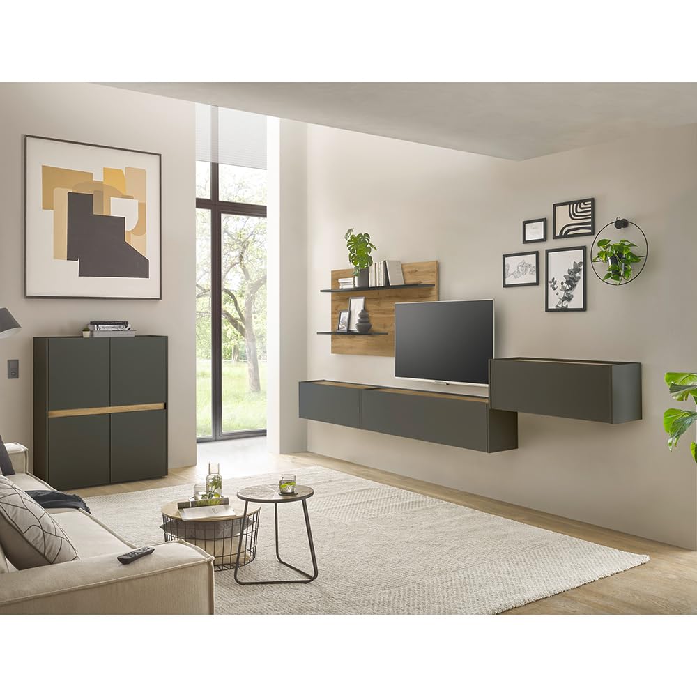 Lomadox Büro Homeoffice Sekretär, wandhängend, anthrazit mit Eiche, B/H/T ca. 100/35/30 cm