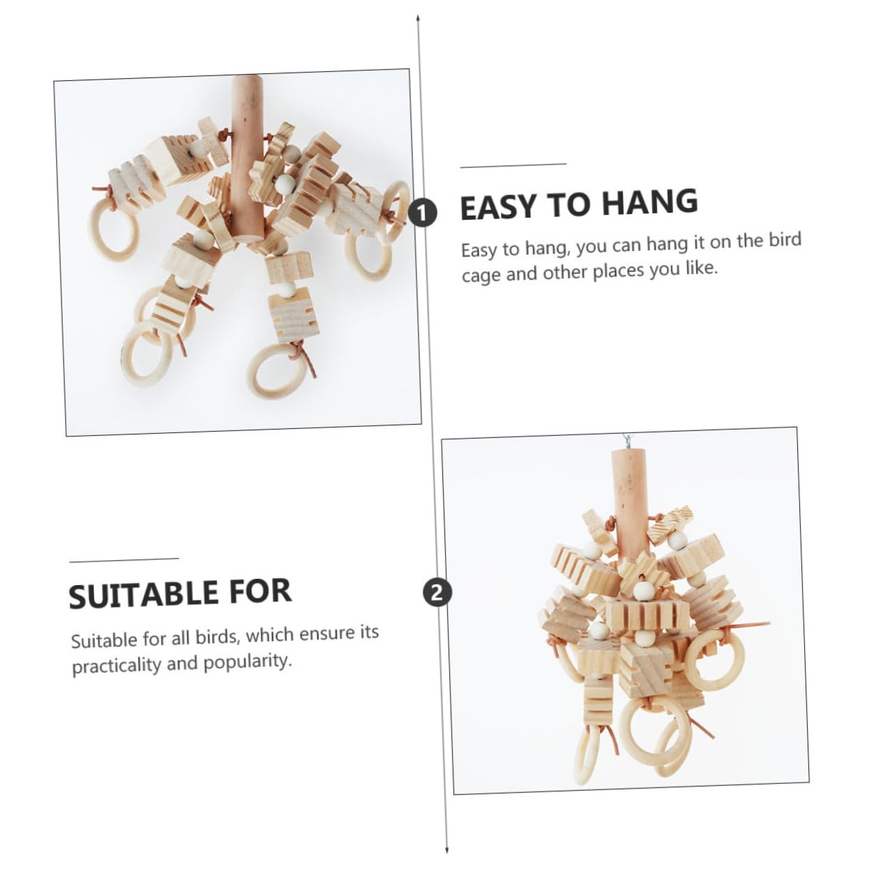 Yardwe 2piezas Juguete Masticable para Pájaros De Madera Juguete para Lijar Picos y Colgante para Periquitos y para Actividad Física y Entretenimiento
