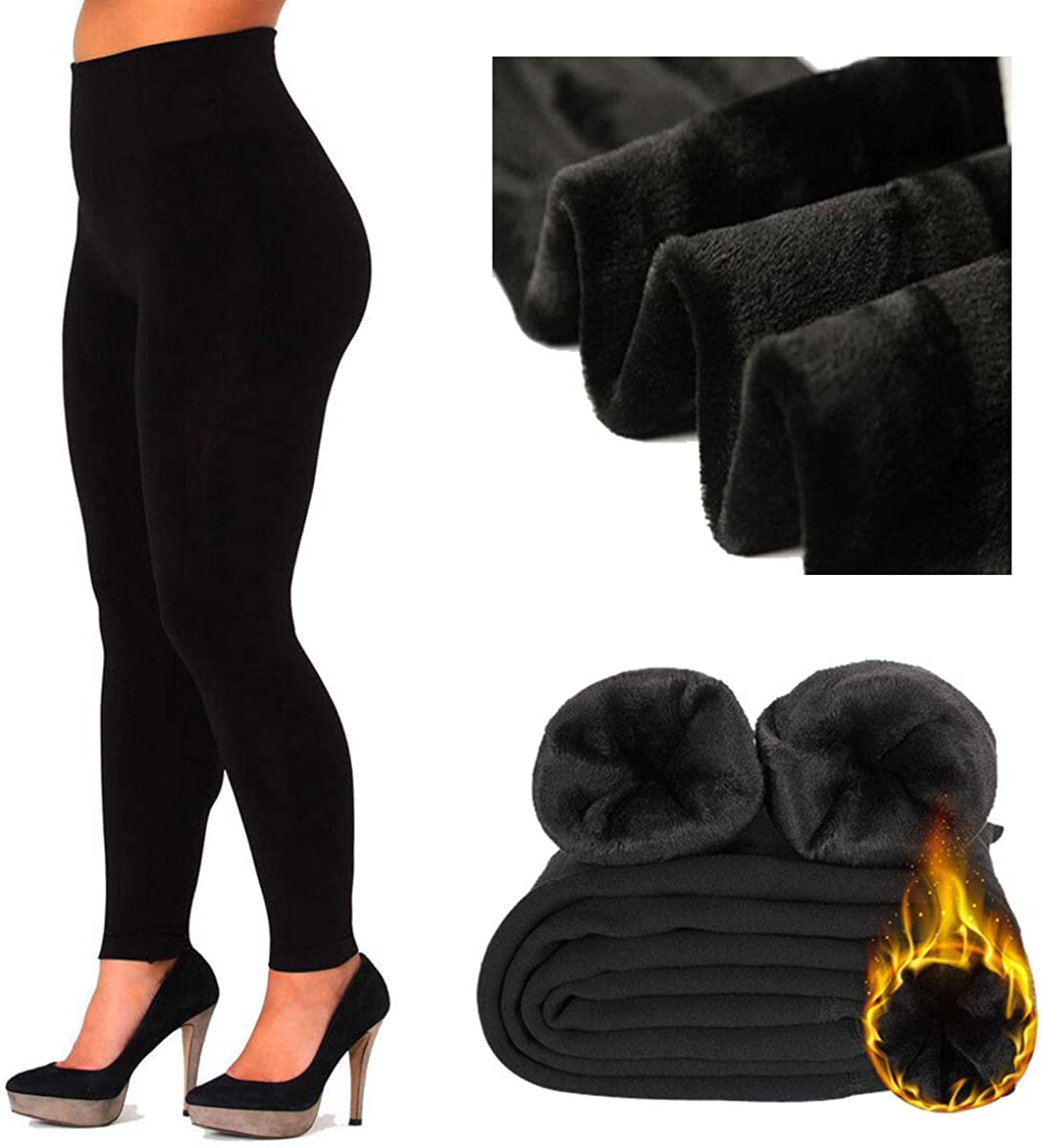 Womens Ladies New Thermal Bottoms Winter Tights Warm Black Thick Fur Fleece Lined Cosy Legging Soft Elastic High Waist Gym Sports Workout Running Size