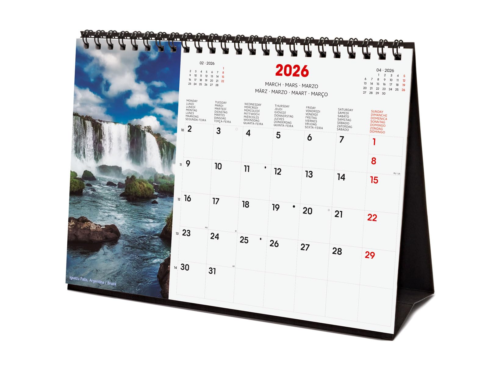 Finocam Desktop Calendar 2026 Month to View January, December 2026 + Sep-Dec 2025 (4 months) reduced, Images Nature, International