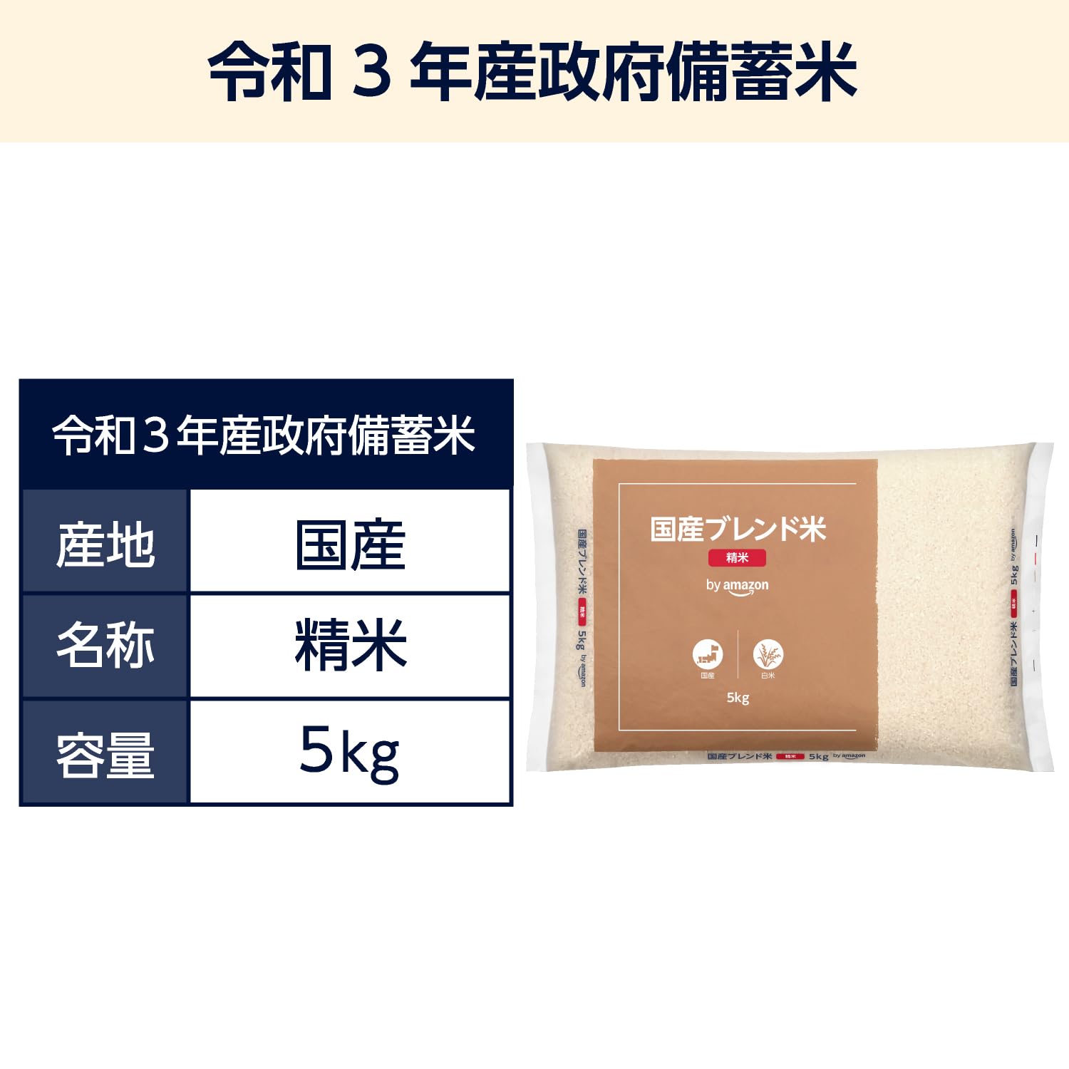 Amazon.co.jp: by Amazon 国産ブレンド米 政府 備蓄米 令和3年産 5kg