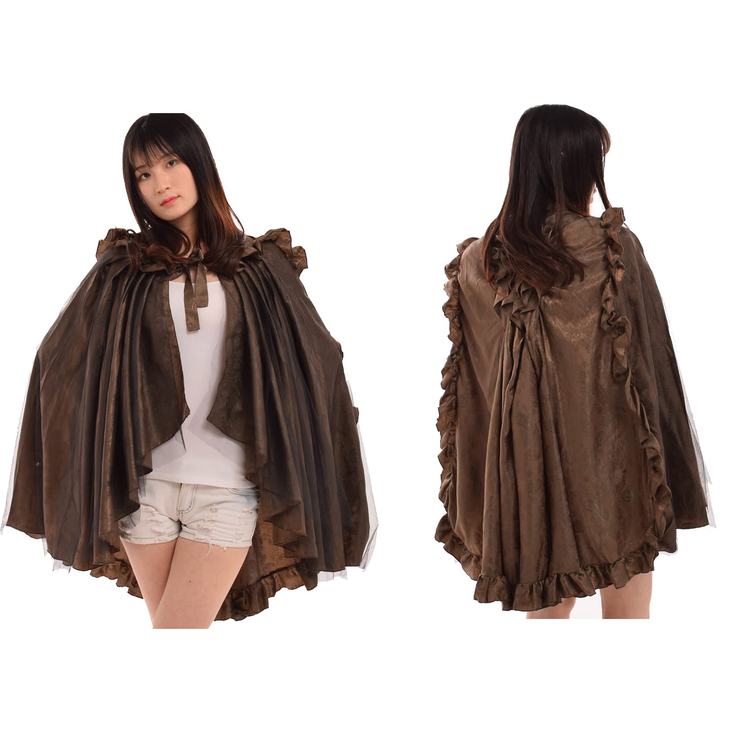 BLESSUME Mantello Medievale Steampunk Vittoriano Volant Gonna Trambusto