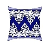 cevan poliestere federe per cuscini sedia federe cuscino letto cotone colorate stile etnico bohémien copricuscini quadretti fodera per cuscino a rollo blu navy 40x40cm,1pcs