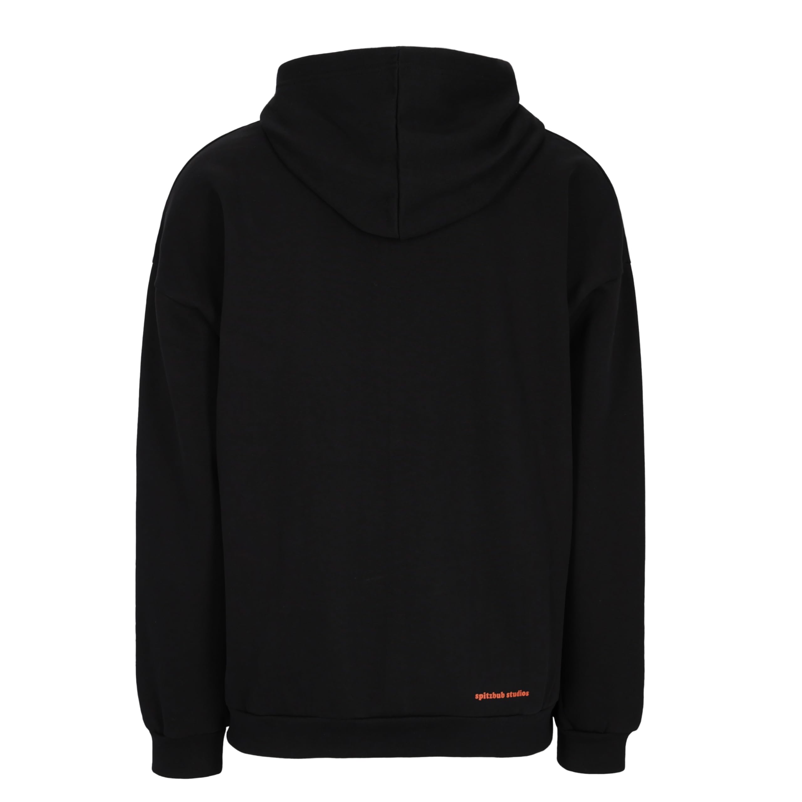 Spitzbub Oversized Hoodie Black Oasis – Kapuzenpullover, Schwarz mit Kaktusprint auf der Brust & Markenprint hinten