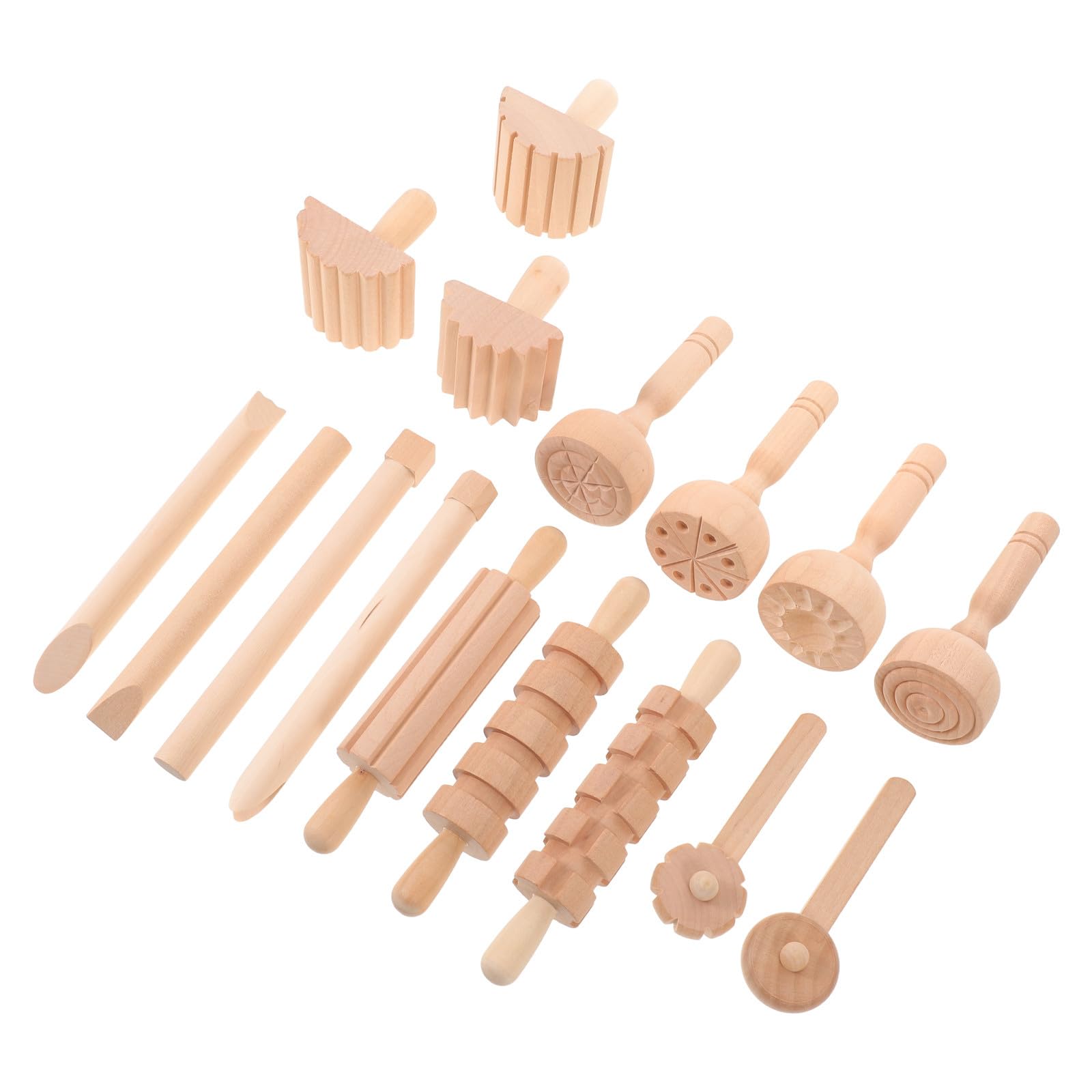 NUOBESTY 1 Set di Strumenti in Legno per Modellare L'argilla con Timbri Manuali - Kit Fai da Te per Modellare La Pasta Modellabile per attività Artistiche E Creative per Bambini a Casa E a Scuola.