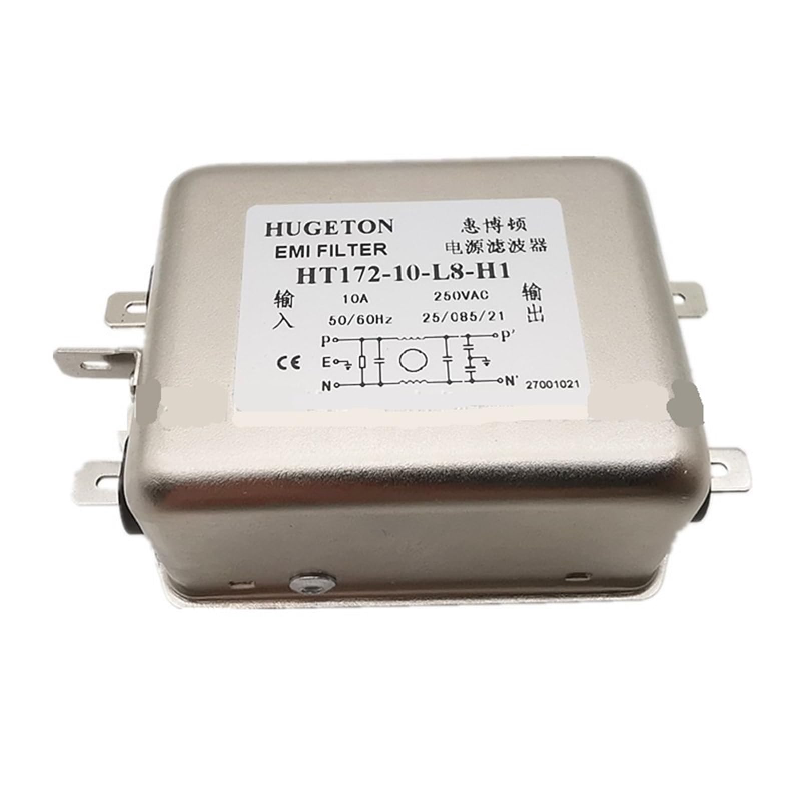Filtro HT172-10-L8-H1 220V 10A monofásico antiinterferencias para red eléctrica