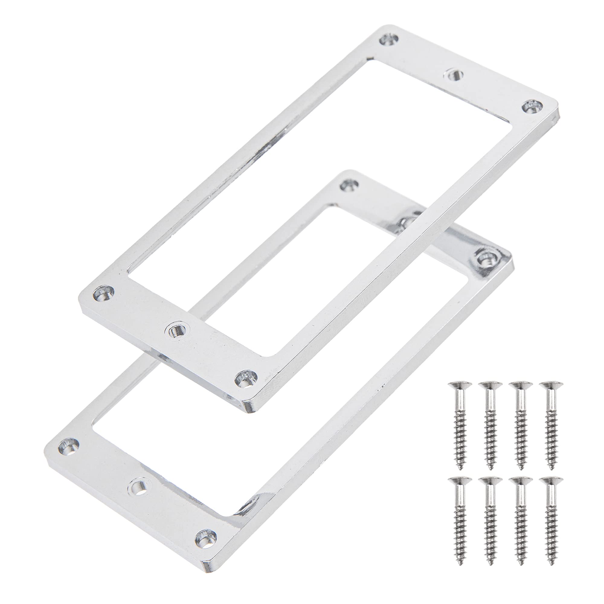 2Pcs Yootones Metal Humbucker Pickup Mounting Ring Set Bridge & Neck Pickups Cover Compatible with Epiphone Les Paul LP Style Electric Guitar Bass Replacement (Silver)