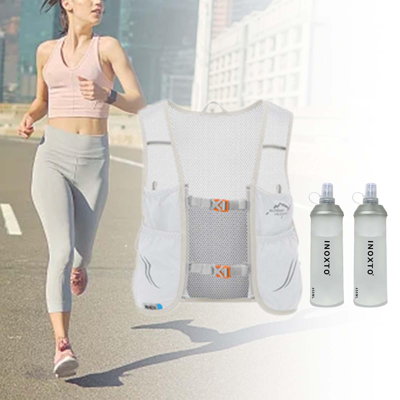 Gilet da Corsa, Gilet di Idratazione con Due Sacche, Zaino da Trail Running, Zaino da Ciclismo, Strisce Riflettenti, Spallacci Regolabili per Corsa E