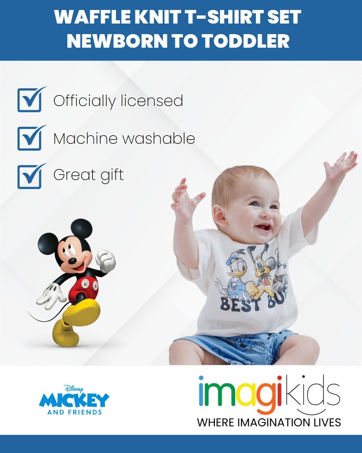 Disney Koszulka i szorty z dzianiny waflowej zestaw strojów od noworodka do małego dziecka rozmiary (0-3 miesięcy - 5)