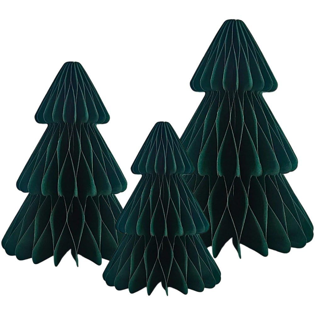 Fituenly 3 Pcs Christmas Honeycomb Paper Tree, Honeycomb Paper Christmas Tree Decoration Mini Christmas Tree Xmas Paper Trees Centerpiece for Holiday Decoration