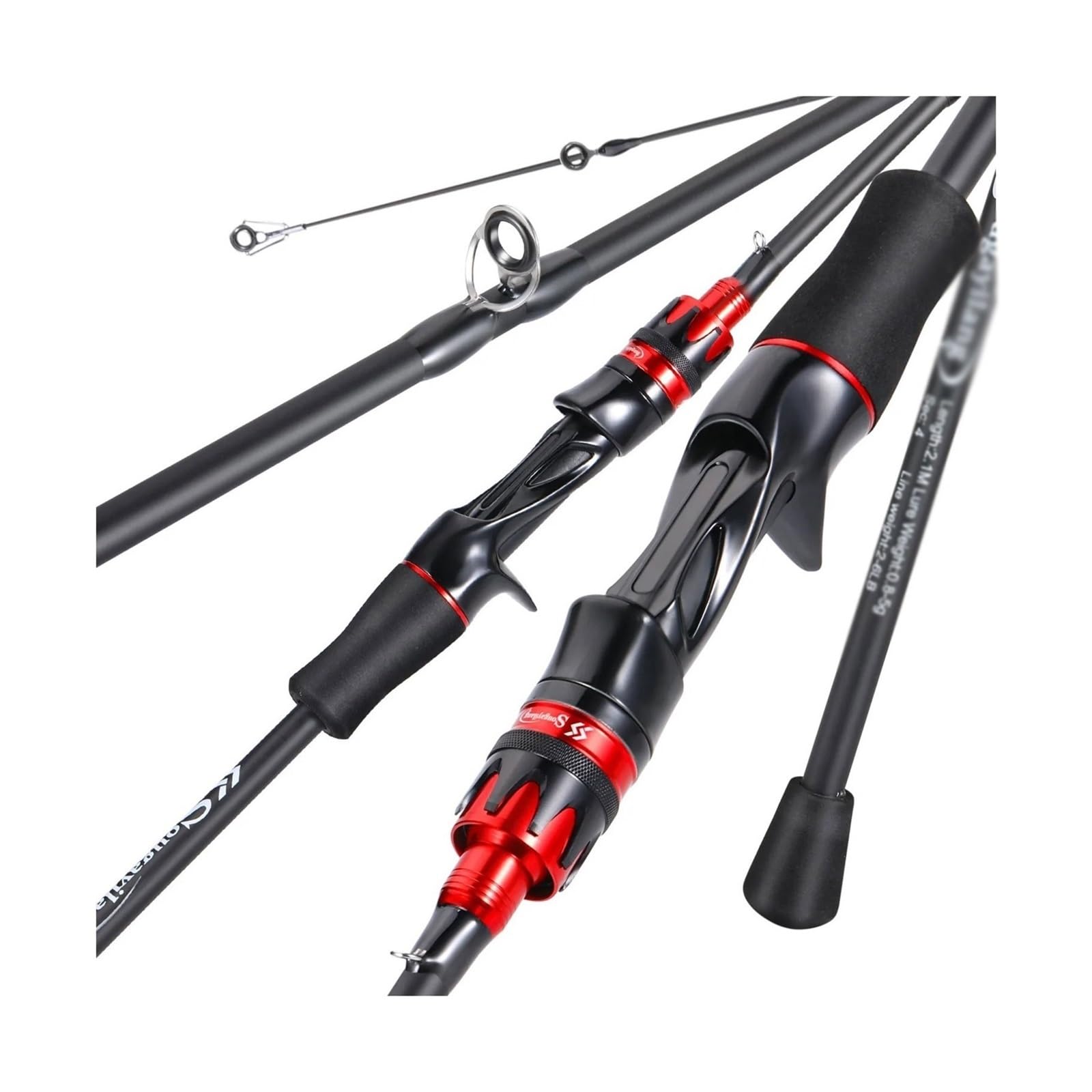 Canne à pêche baitcasting 4 sections en fibre de carbone matériel de pêche léger 2.1m