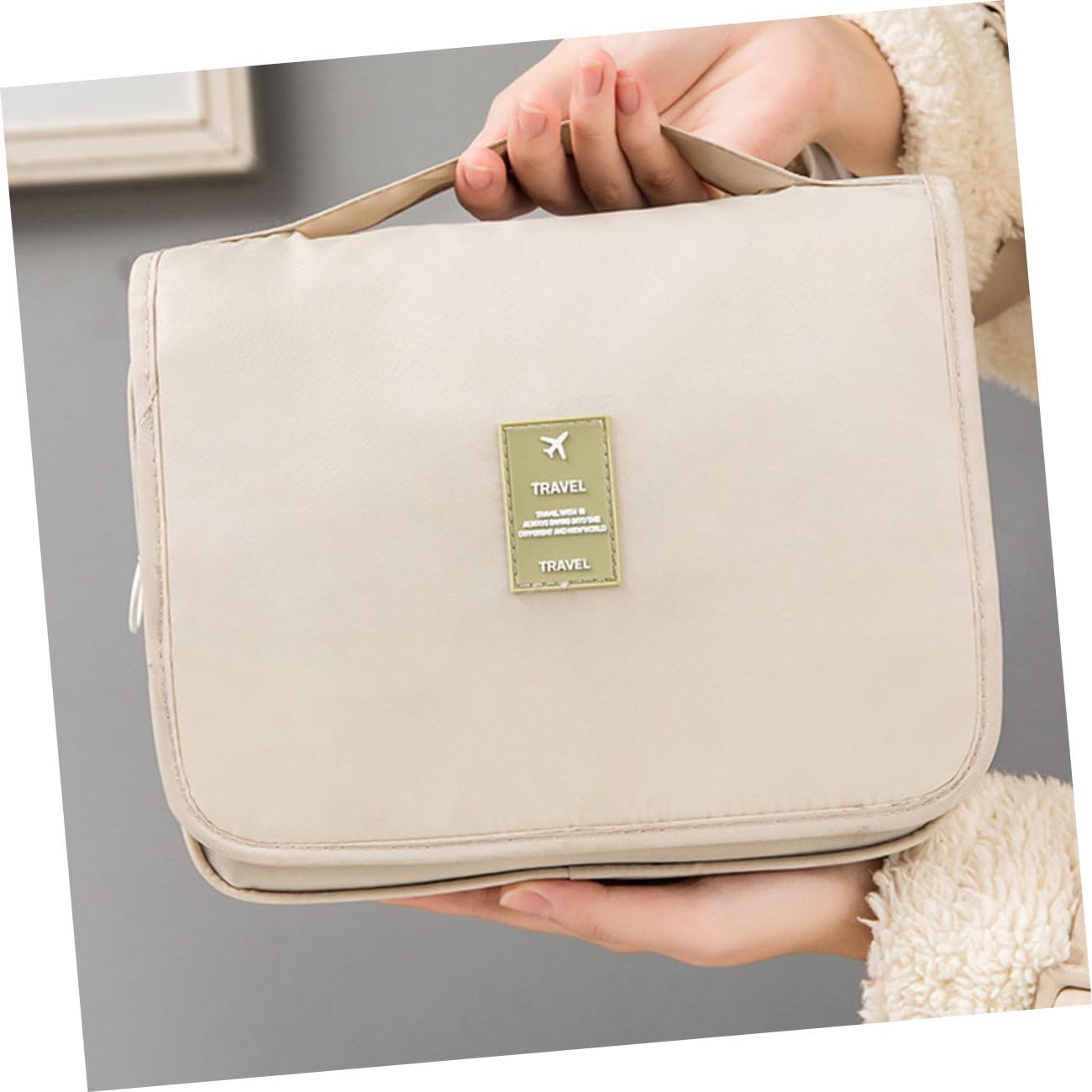 DOITOOL 3piezas Neceser De Colgante Multifuncional para Cosméticos Bolsa De Maquillaje Beige