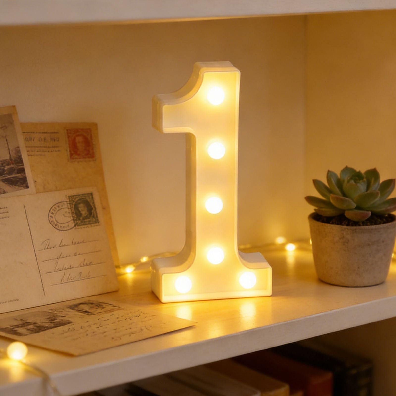 shulovehua LED Marquee Sign Light Up Letters, Alphabet Light Up Letters Sign, Battery Powered LED Letter Lights for First Birthday Dorm Room Housewarming Gift (Number 1 6.30"x8.86"x1.63")