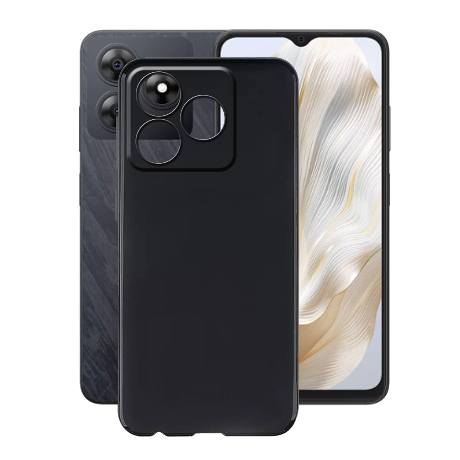 YQINHHME Case for Blackview Wave 8C (6.56"), Black Soft TPU Bumper Phone Case, Slim Shockproof Silicone Military Grade Drop Protective Shell for