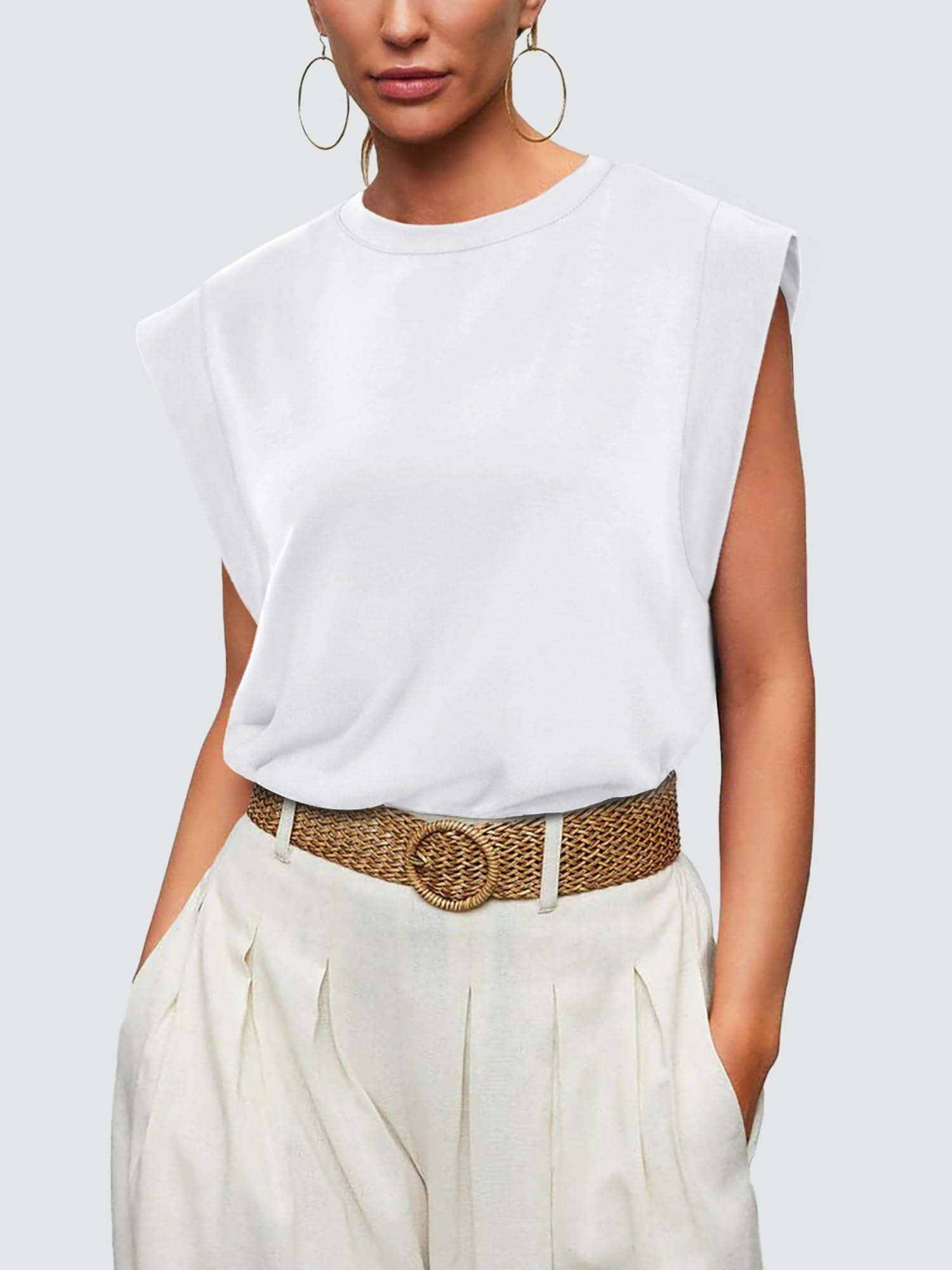Top da Donna con Maniche ad Aletta Top Estivi T-Shirt Basic Canotta Casual vestibilità Ampia Moda