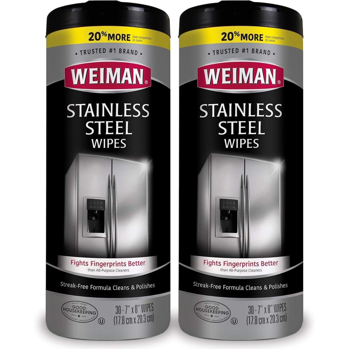 Weiman - Toallitas Limpiadoras para Acero Inoxidable - Limpiador para Electrodomésticos - Pack de 2