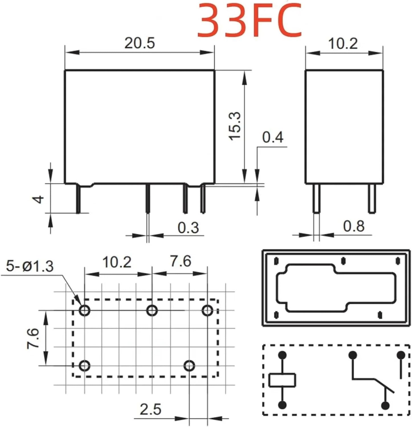 JQ1P-12V-F AJQ6341F (33FC-12V-10A) Relay 5 pins