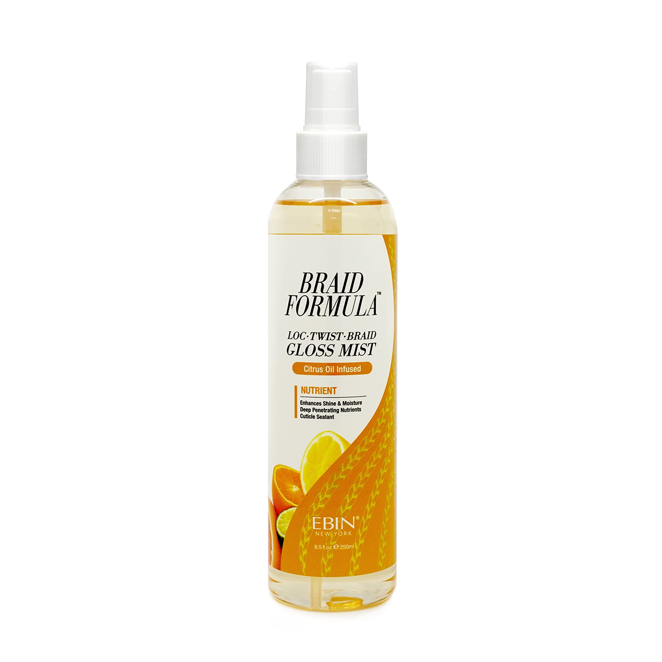 Braid Formula Loc Twist Braid Gloss Mist - Infundido con aceite cítrico, nutriente