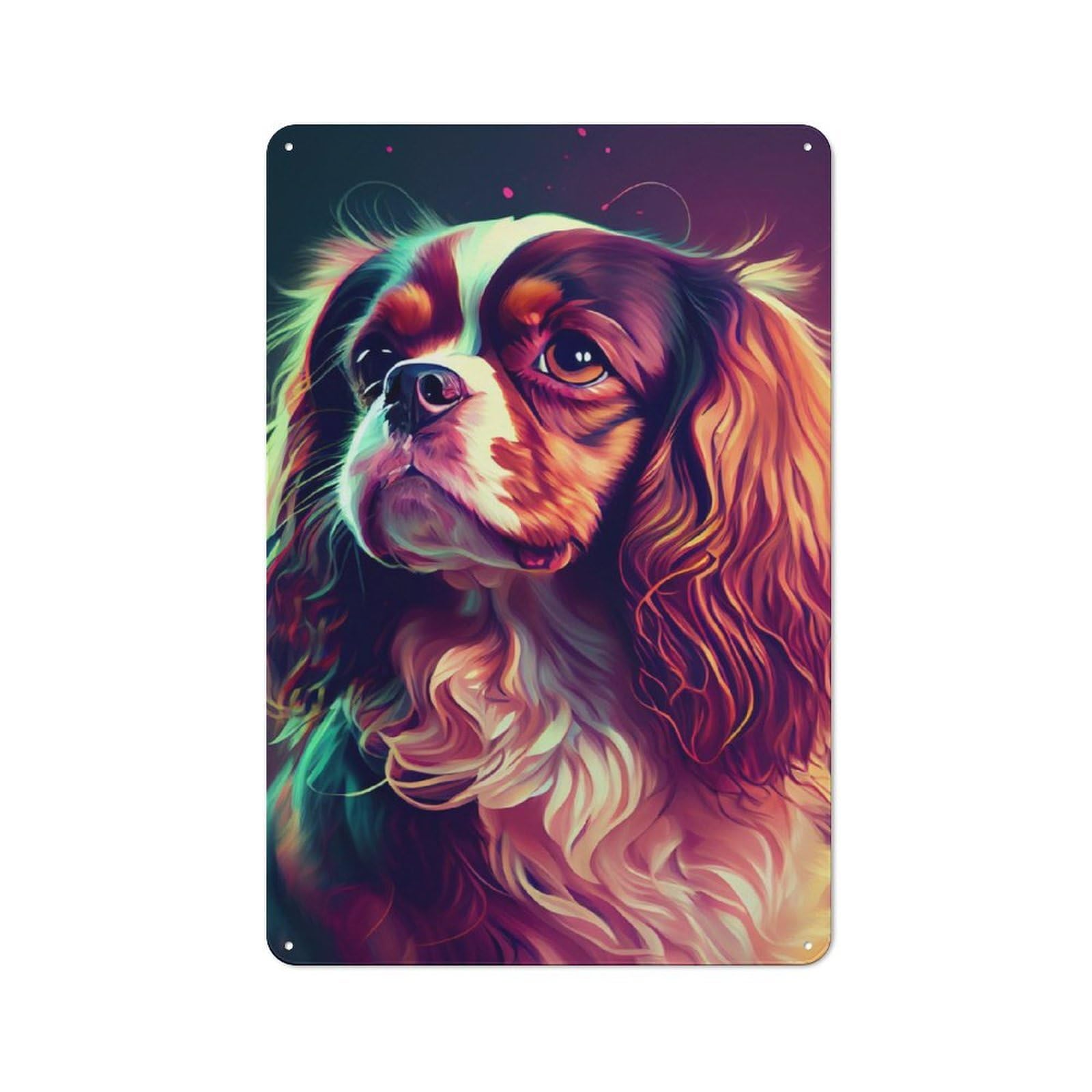 Junmoney Cavalier King Dog Colorful For Lounge Or Reading Corner, Retro Metal Sign 30X20cm, For Metal Sign Collectors, For Garage And Workshop Walls