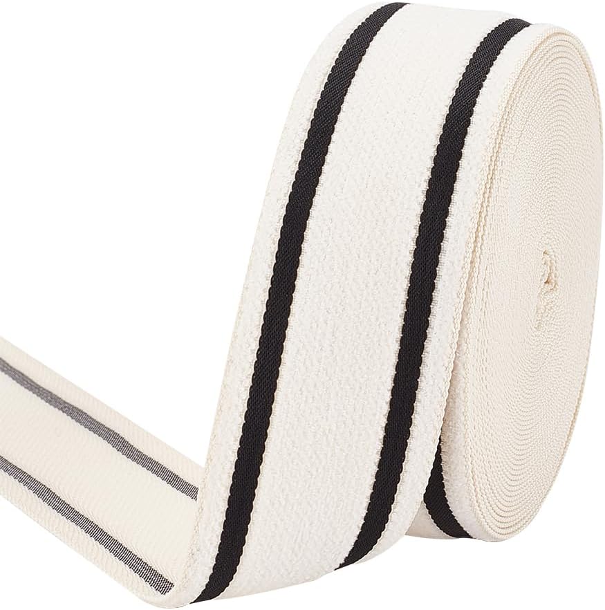 BENECREAT 10 Yards/9.14m Striped Chenille Ribbon, 43mm Wide White Coloured Ribbon, Trimming for Sweatpants, for Bouquets, New Year's Gift Wrapping, Craft Trims, Embellishments