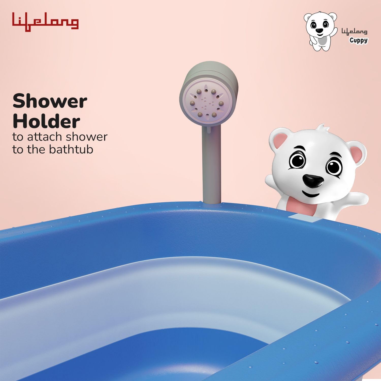 Lifelong Cuppy Baby Bath Tub for 0-3 Years | Spacious, Durable & Anti Skid Seating Tub for Babies - Colapsable & Easy to Store | Safe, Non-Slip Strong Foldable Legs | Easy Drainage Hole, BPA Free - Image 6 thumbnail