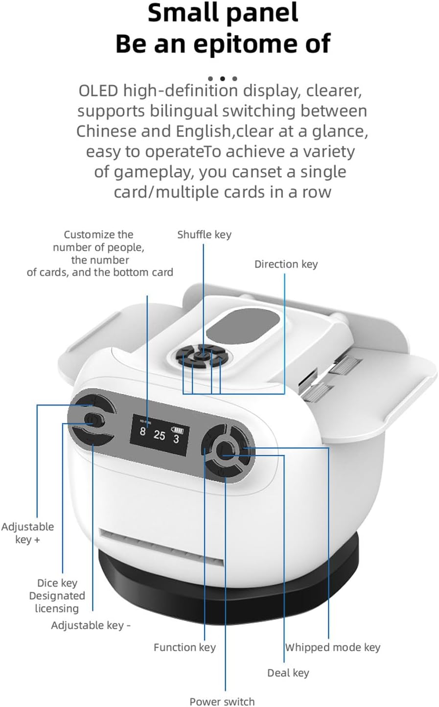 Zunate Automatic Card Shuffler Dealer, High Efficiency Rechargeable Card Shuffler Dealer Machine for 2 Deck, Integrated Shuffling and Dealing, for Board Games and Poker Games