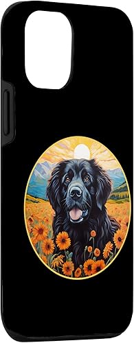 Miniatura 6 de Funda para iPhone 13 Pro Max Linda Terranova Perro Colorido Flor Montaña Puesta de Sol Newfie