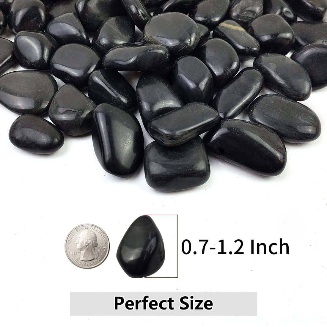 YISZM Piedras negras decorativas naturales de 20 libras, piedras de roca de río pulidas de 3/4-1 1/4 pulgadas para plantas, jarrón, pecera, acuarios, paisajismo, jardín, exterior e interior, bricolaje