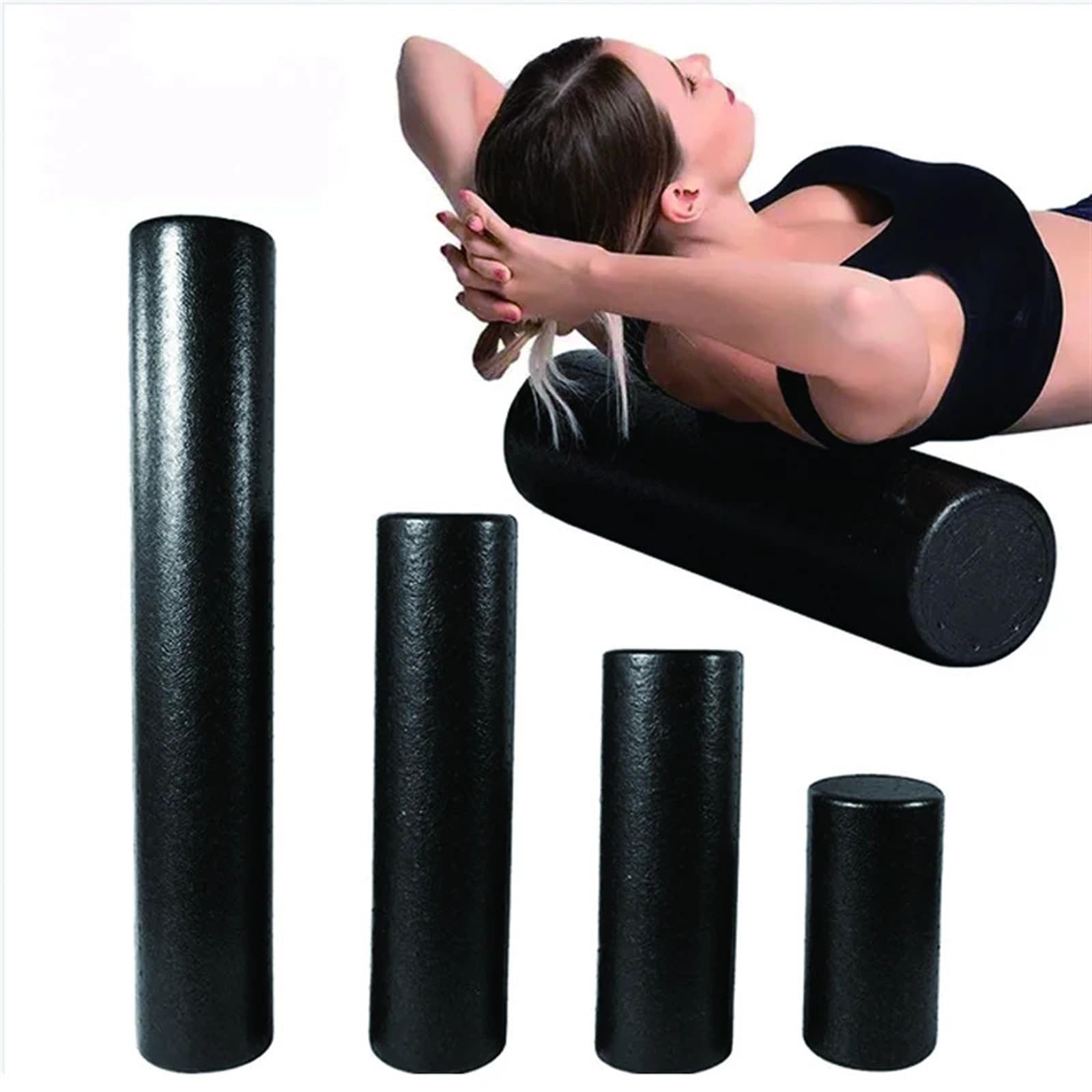 foam roller Schaumstoffrolle, Massage-Yoga-Säule, EPP, extra fest, hohe Dichte, for Muskelregeneration, Flexibilität und Übungen, Schwarz für Intensive Massage und Muskelentspannung(90 x 15CM)